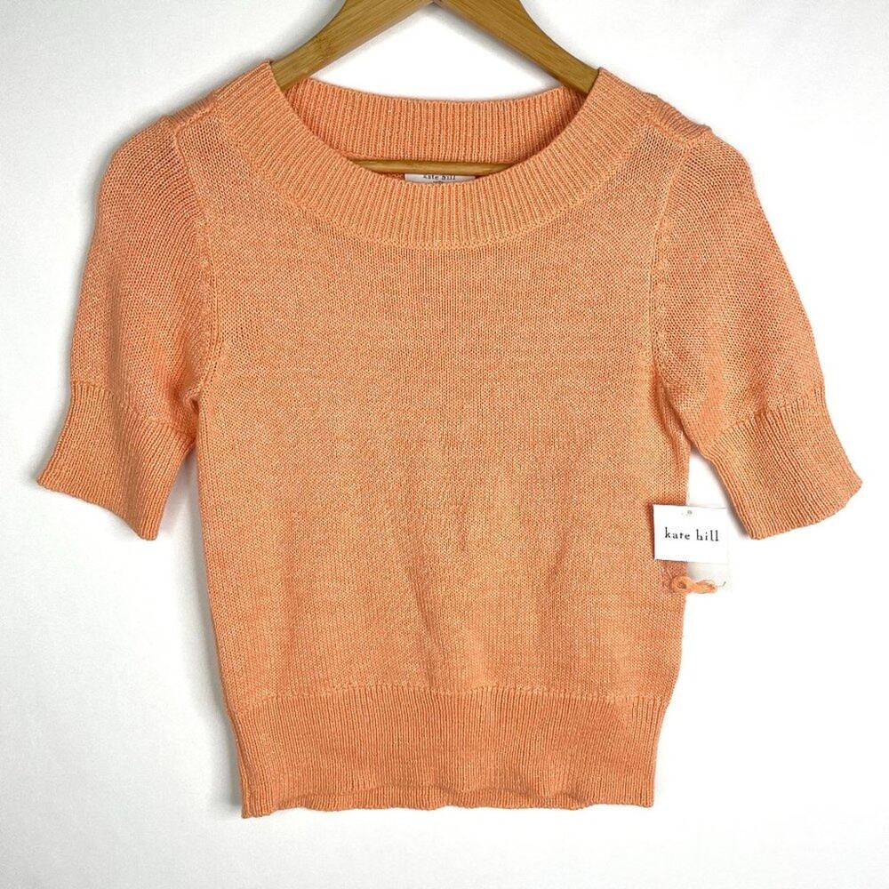 NWT Kate Hill Peach Short Sleeve Sweater PXS